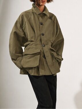 Zara Women’s Khaki/Olive Utility Jacket. Size S (oversized).